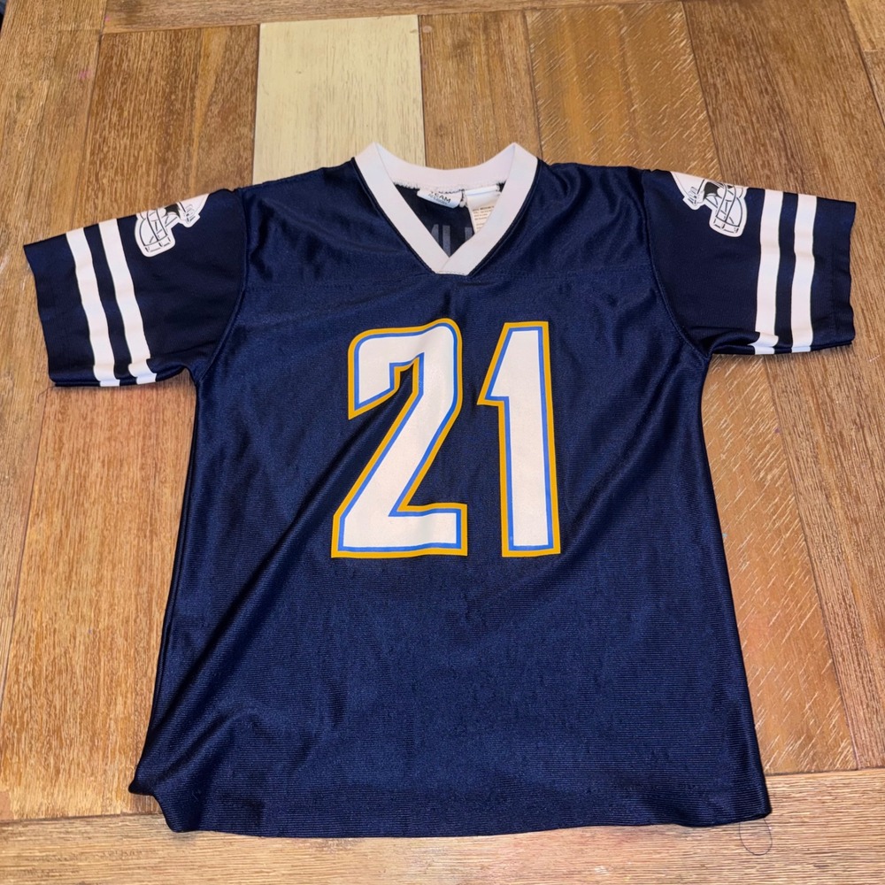 NFL Team Apparel Chargers Jersey Boys Medium 10-12 Navy Blue Good Tomlinson 21